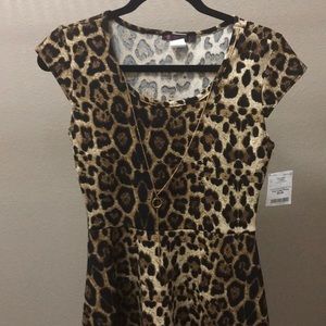Leopard print midi flare dress